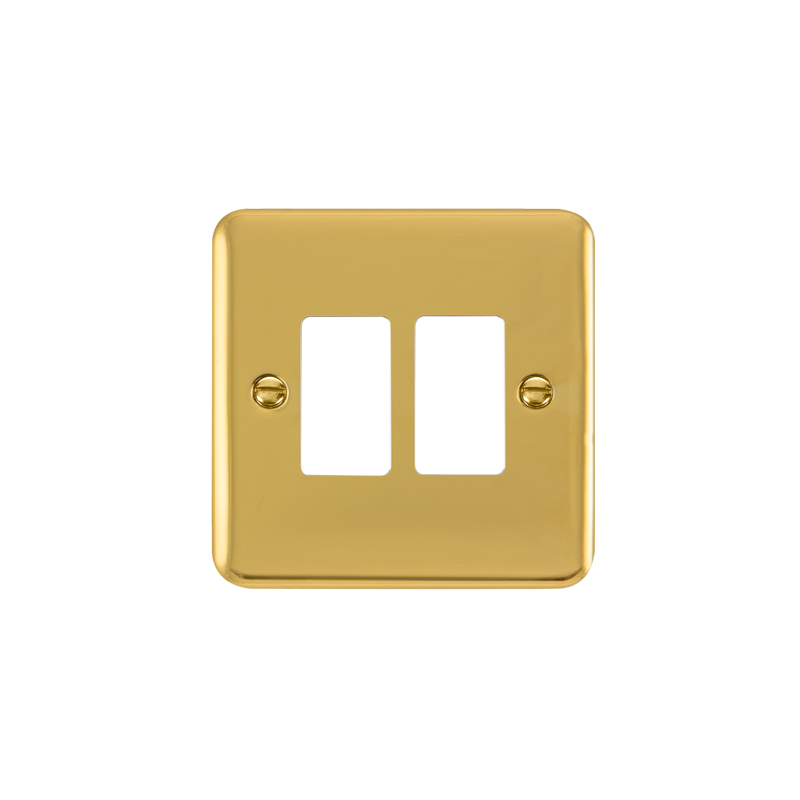 Click GridPro Deco Plus 2 Gang Frontplate Polished Brass