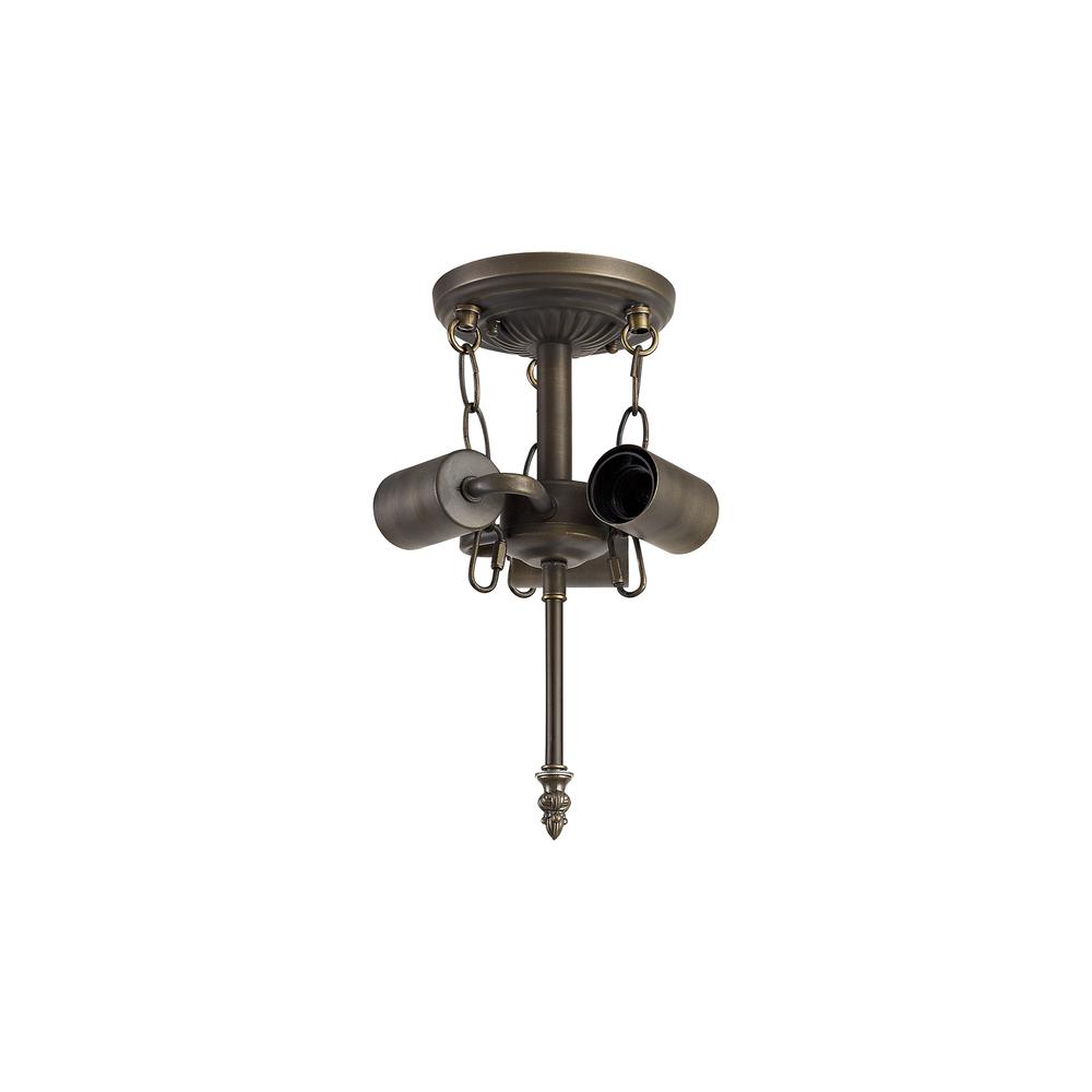 Luxuria Zenobia 17cm Tiffany Semi Flush Kit 3xE27 Aged Antique Brass