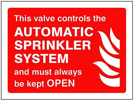 This valve controls automatic sprinkler system and must always be kept open
