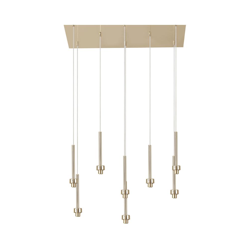 Luxuria Apex French Gold 8 Light G9 Universal 2m Drop Rectangle Multiple Pendant