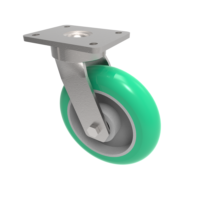 Soft Ergonomic Polyurethane Plate Swivel Castor 200mm 775kg Load