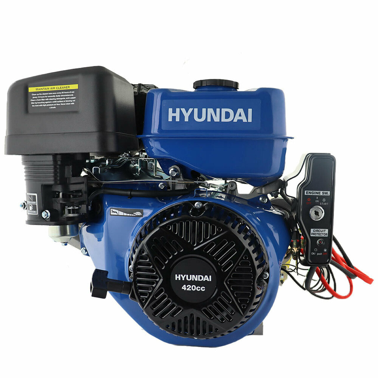 Hyundai IC420XE-25 Electric-Start Horizontal Straight Shaft 4-Stroke OHV Petrol Engine, 420cc 14hp 25mm