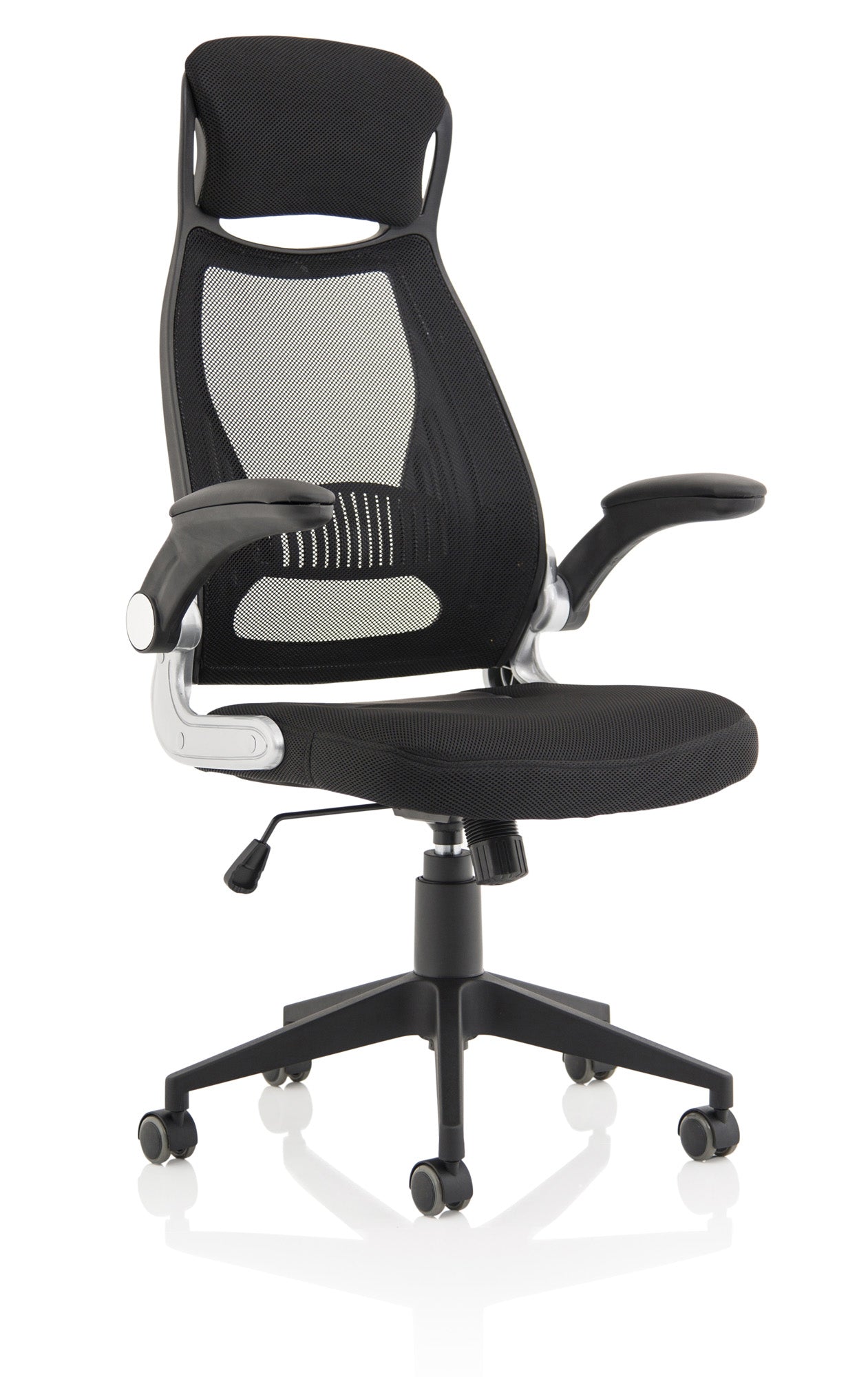 Providers Of Saturn High Mesh Back Black Executive Office Chair with Folding Arms UK
