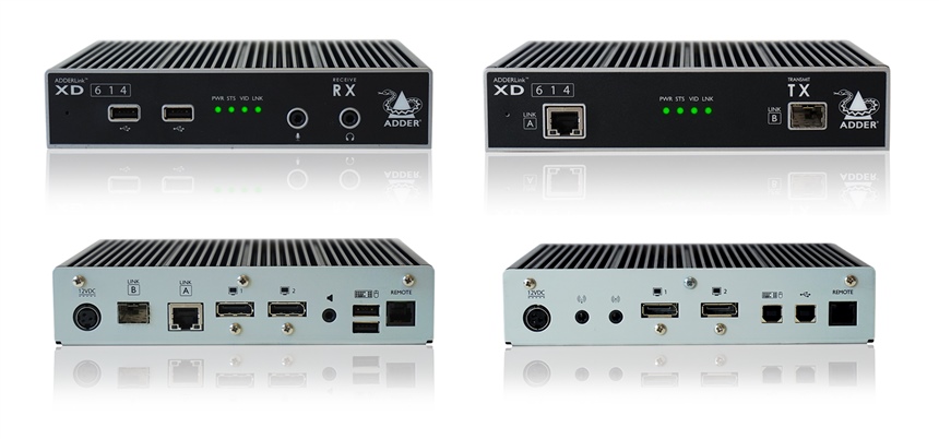 XD614P-DP - Adder - ADDERLink XD600 Range: High res quad-head KVM extender, HD video, USB2.0 & audio, single CATx or fiber *NEW* ( DisplayPort Extender )