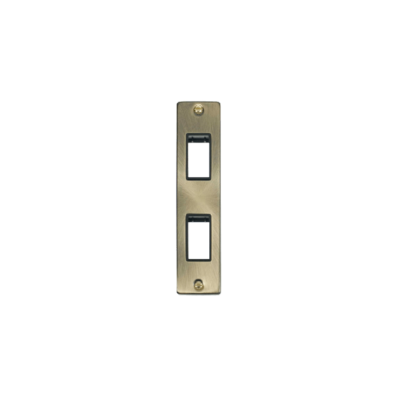 Click Deco 2G MiniGrid Double Aperture Unfurnished Architrave Plate Antique Brass Black Inserts