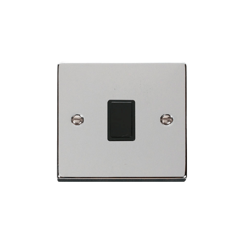 Click Deco 20A 1 Gang DP Switch Polished Chrome Insert Black