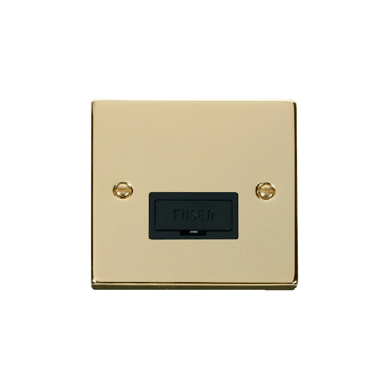 Click Deco 13A Fused Connection Unit Polished Brass Insert Black