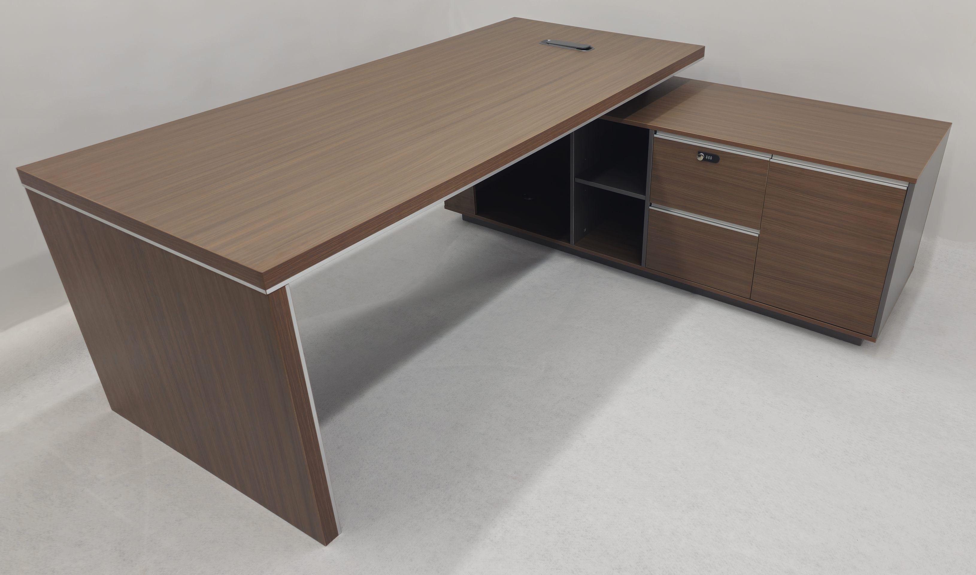 Modern Home Walnut Corner Executive Office Desk with Integrated Storage - 2000mm or 2200mm - PM02-D02 UK