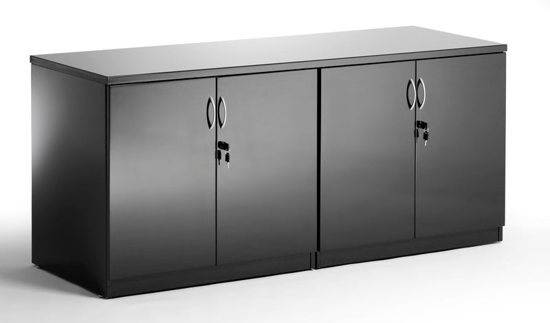 Four Door High Gloss Lockable Cupboard - Black or White Option UK