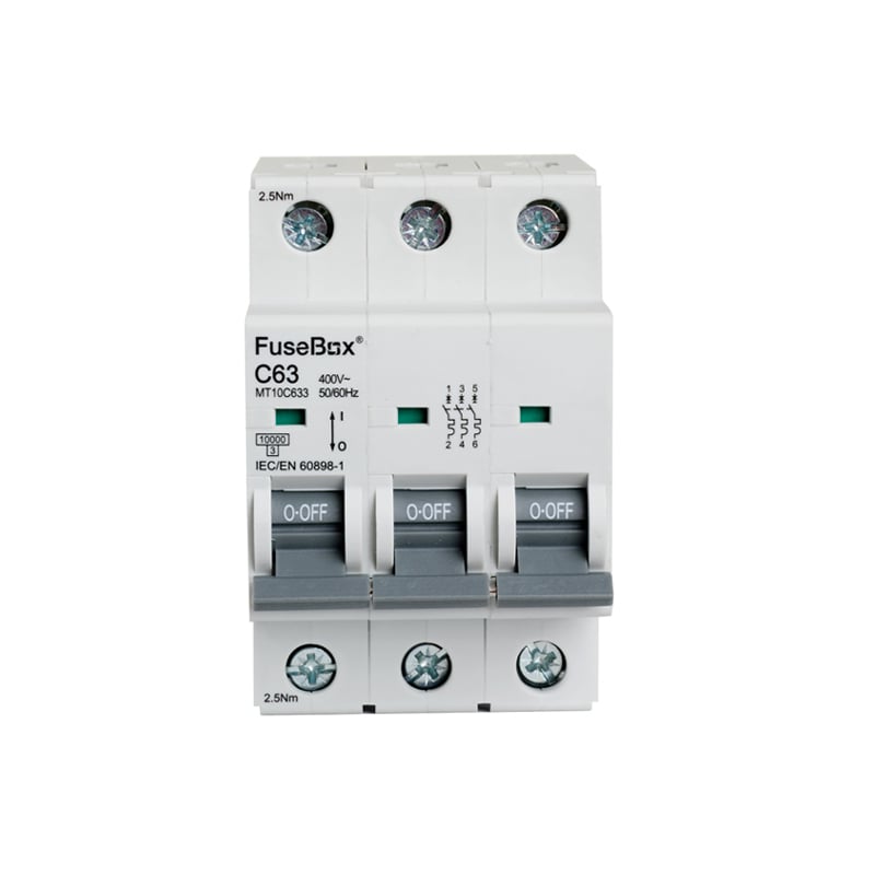 FuseBox MT10C633 MCB 63 Amp C Type 10kA 3 Pole