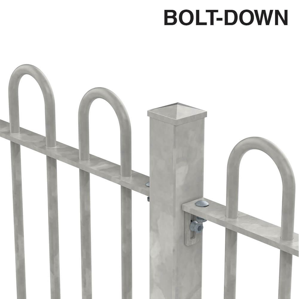 1800mm Bow Top Bolt Down Fence p/m1800mm x 20mm Hollow Bars - Galvanised