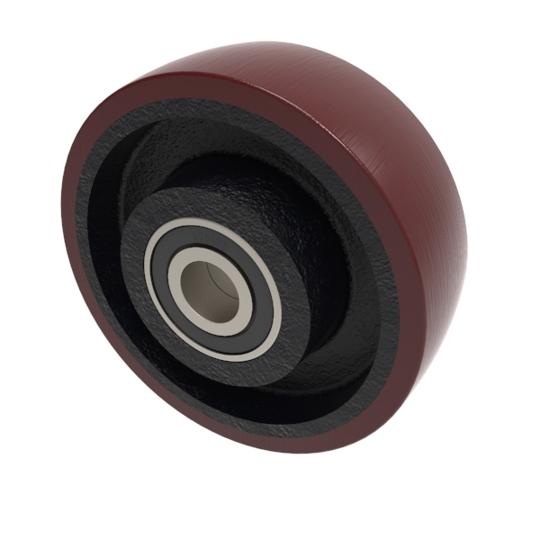 Polyurethane Cast Iron 125mm Ball Bearing Wheel 400kg Load