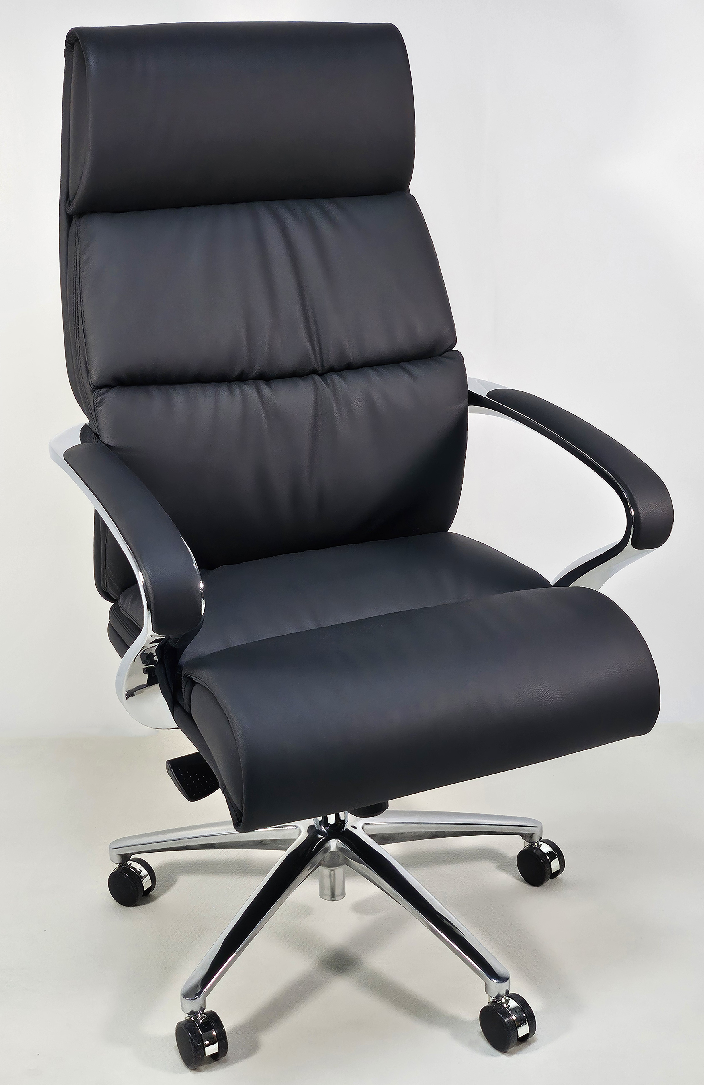 Specialising In Quality Black Leather High Back Executive Office Chair with Chrome Arms -  YS1102A UK