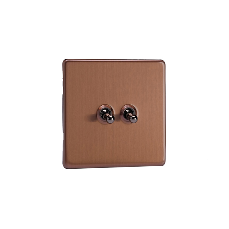 Varilight Urban 2G 10A Toggle Switch Brushed Bronze Screw Less Plate