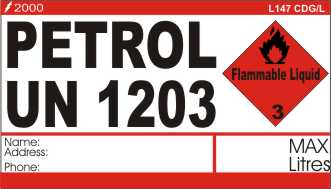 L147 CDG/L - Petrol Package Label Large
[L147 CDG/L]
