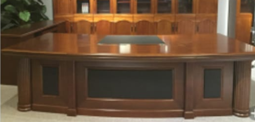 Large Walnut Executive Office Desk Real Wood Veneer and Black Leather - DSK-2803-2800 Near Me
