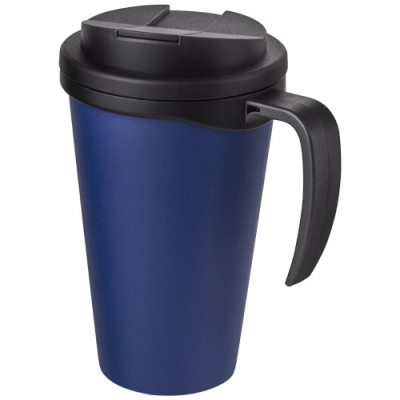 AMERICANO® GRANDE 350 ML MUG with Spill-Proof Lid in Blue & Solid Black.