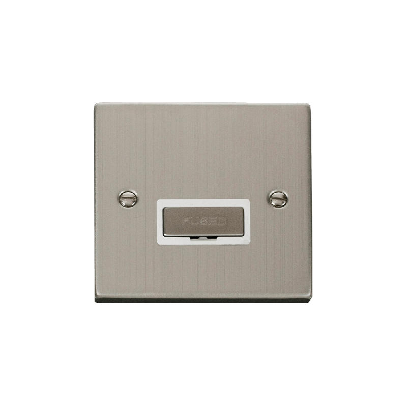 Click Deco 13A Fused 'Ingot' Connection Unit Stainless Steel Insert White