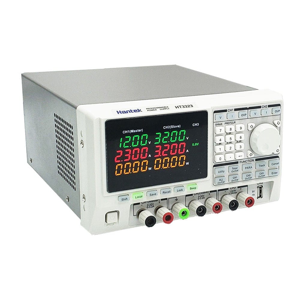 Hantek HT3323 Programmable Power Supply 2 x 0-32V, 0-3A; 1.8-5.0V, 3A