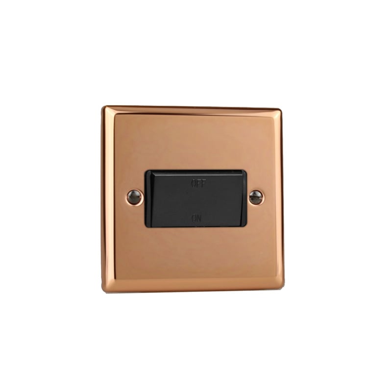 Varilight Urban 10A 3 Pole Fan Isolating Switch Polished Copper (Standard Plate)