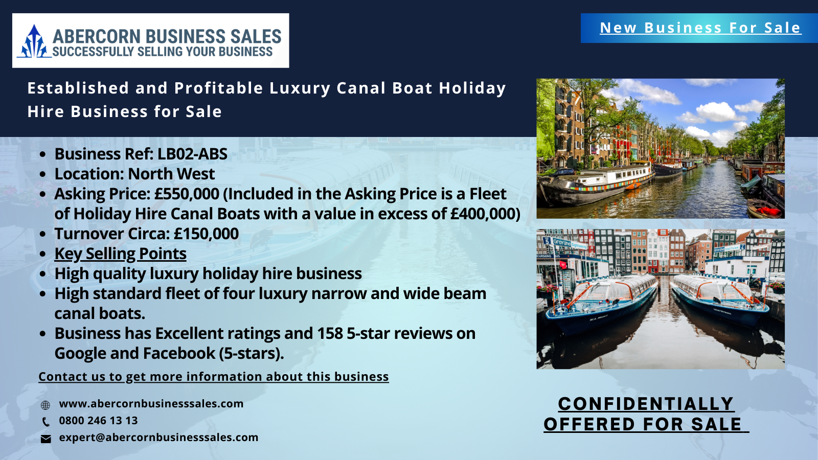 LB02-ABS - Established and Profitable Luxury Canal Boat Holiday Hire Business for Sale