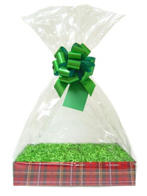 Complete Gift Basket Kit - (Large) TARTAN EASY FOLD TRAY / GREEN ACCESSORIES