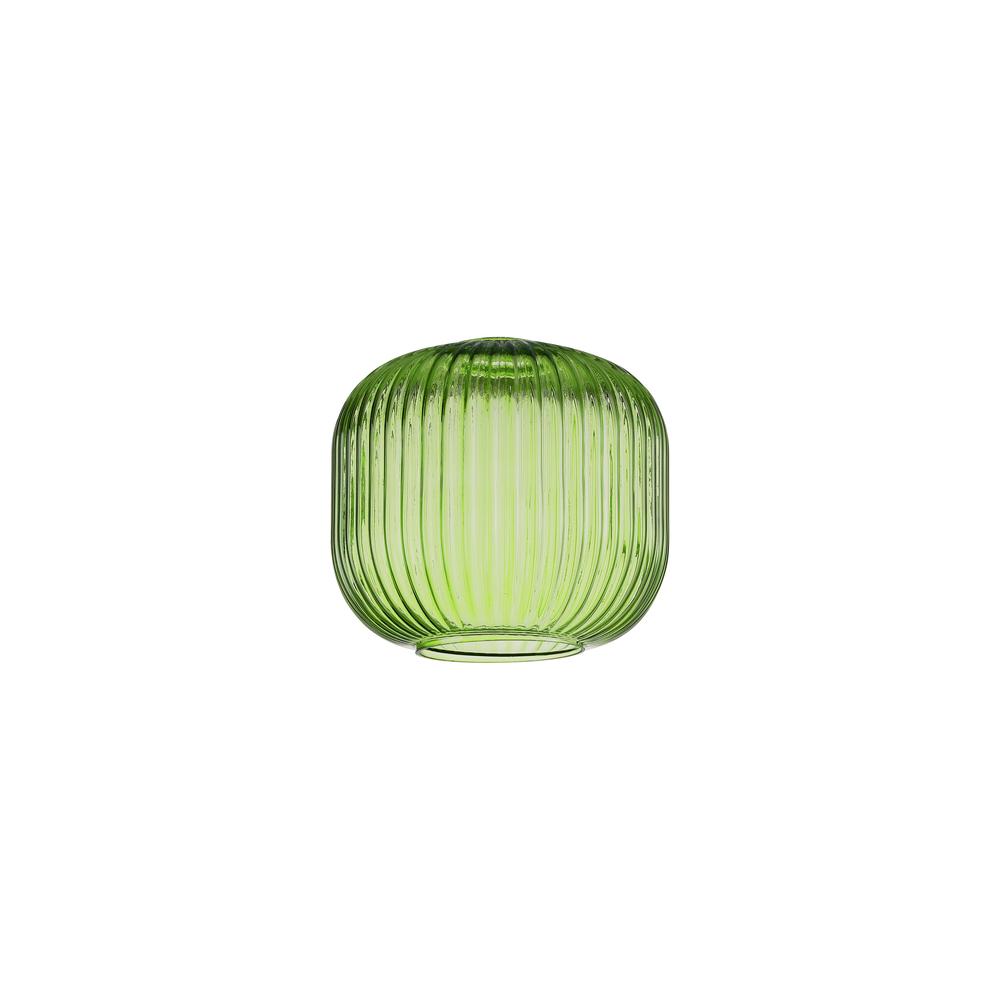 Luxuria Kennith 20cm Pumpkin Shaped Ribbed Glass (C) Green