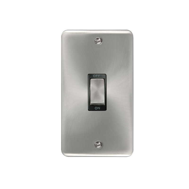 Click Deco Plus Vertical Cooker Switch Satin Chrome Black Inserts