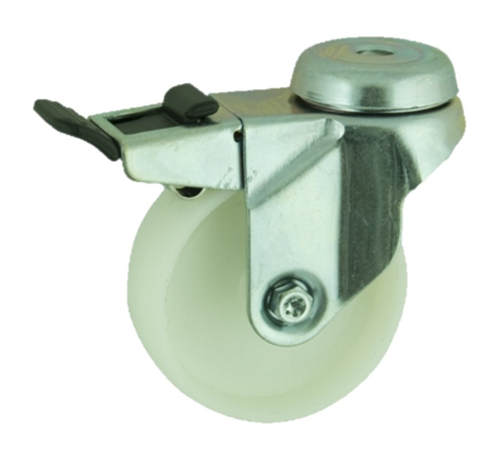 Nylon Bolt Hole Swivel Castor Brake 150mm 100kg Load