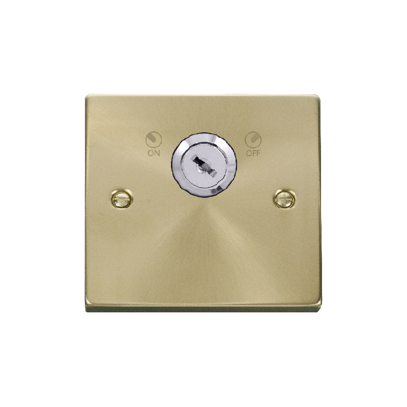 Click Deco 20A 1G Double Pole Key Lockable Switch Satin Brass