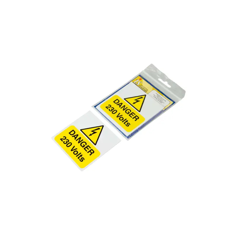 Industrial Signs Danger 230V Label 75mm x 75mm (Pack of 5)