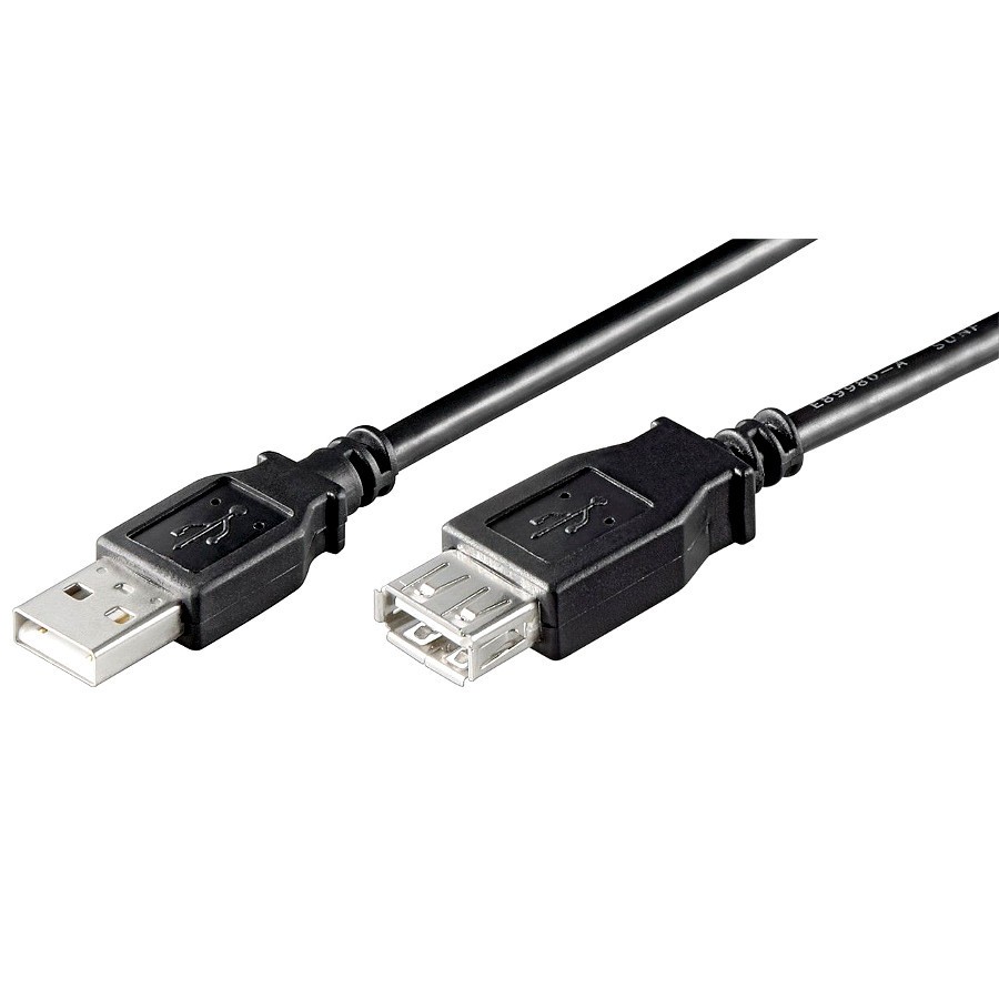 USB Extension Lead USB2.0 A to A Nickel Plated Male-Female Black (L)0.5Mtr NX-USB-130