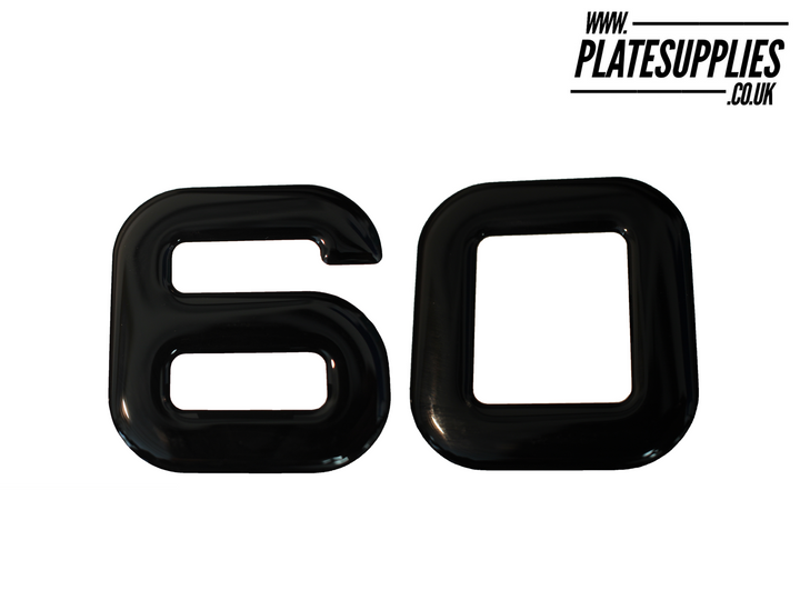 3D Metro (60mm) Gel Resin Number Plate Letters for Car/Motorcycle Dealerships