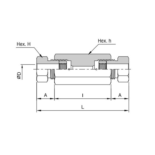 3/8" 10000 PSI Straight Coupling 316 Stainless Steel Sour Gas Service Fitting