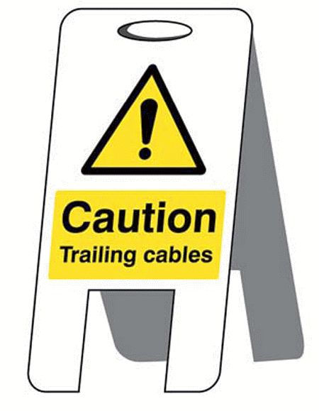 Caution trailing cables (self standing folding sign)