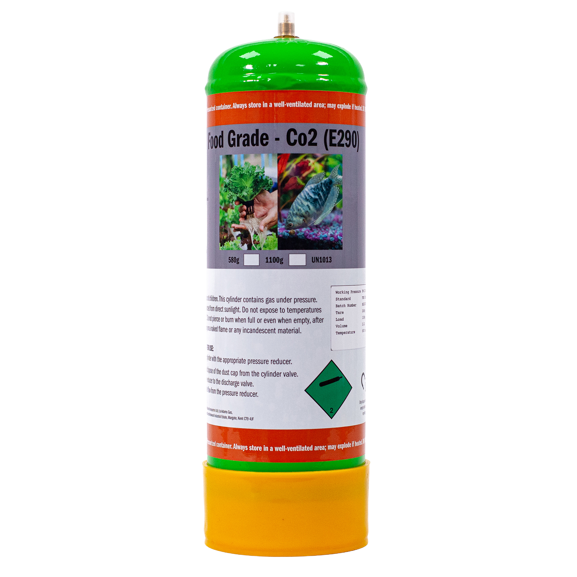 Food Grade CO2 E290 disposable gas bottle 220ltr for Hydroponics and Aquarium, 2.2L – M10-1RH