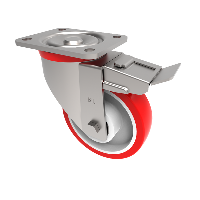 Polyurethane Nylon Plate Swivel Castor Brake 150mm 500kg Load