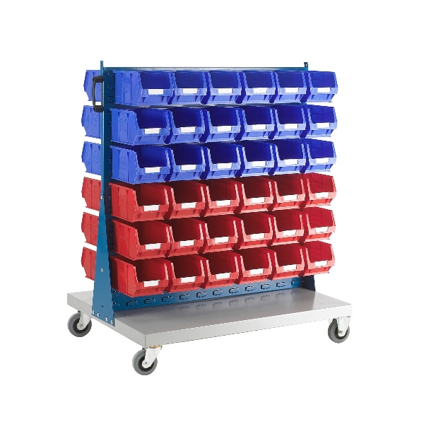 Double Sided Trolley With 72 TC3 Bins Red & Blue