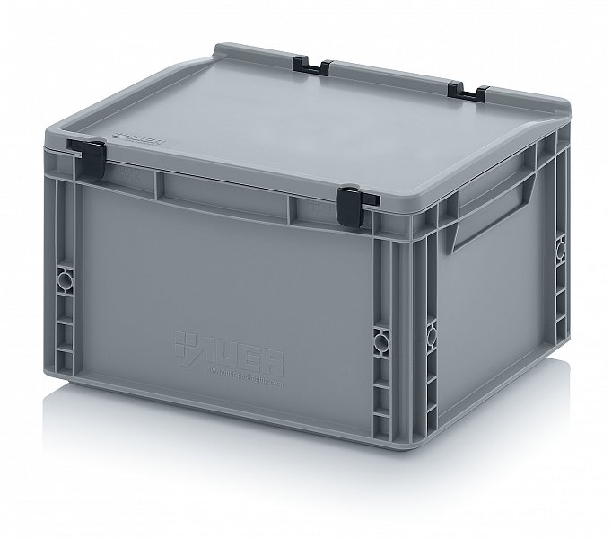 20 Litre Lidded European Standard Plastic Container / Stackable Straight Sided Storage Box