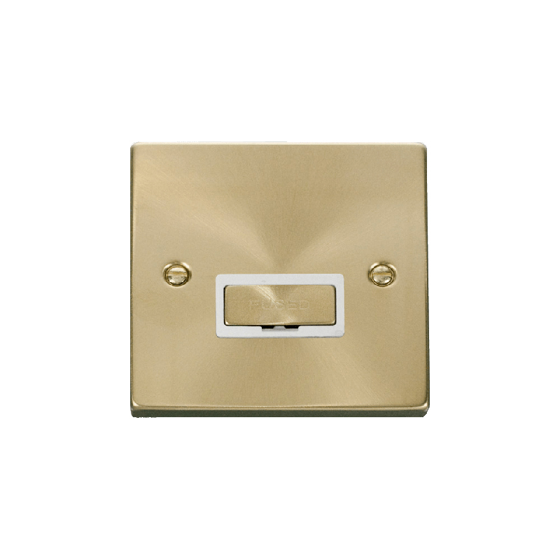 Click Deco 13A Fused 'Ingot' Connection Unit Satin Brass Insert White