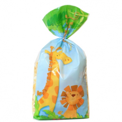 TREAT BAG (pk 10) with Twist Ties 10x6x24cm - BABY SAFARI