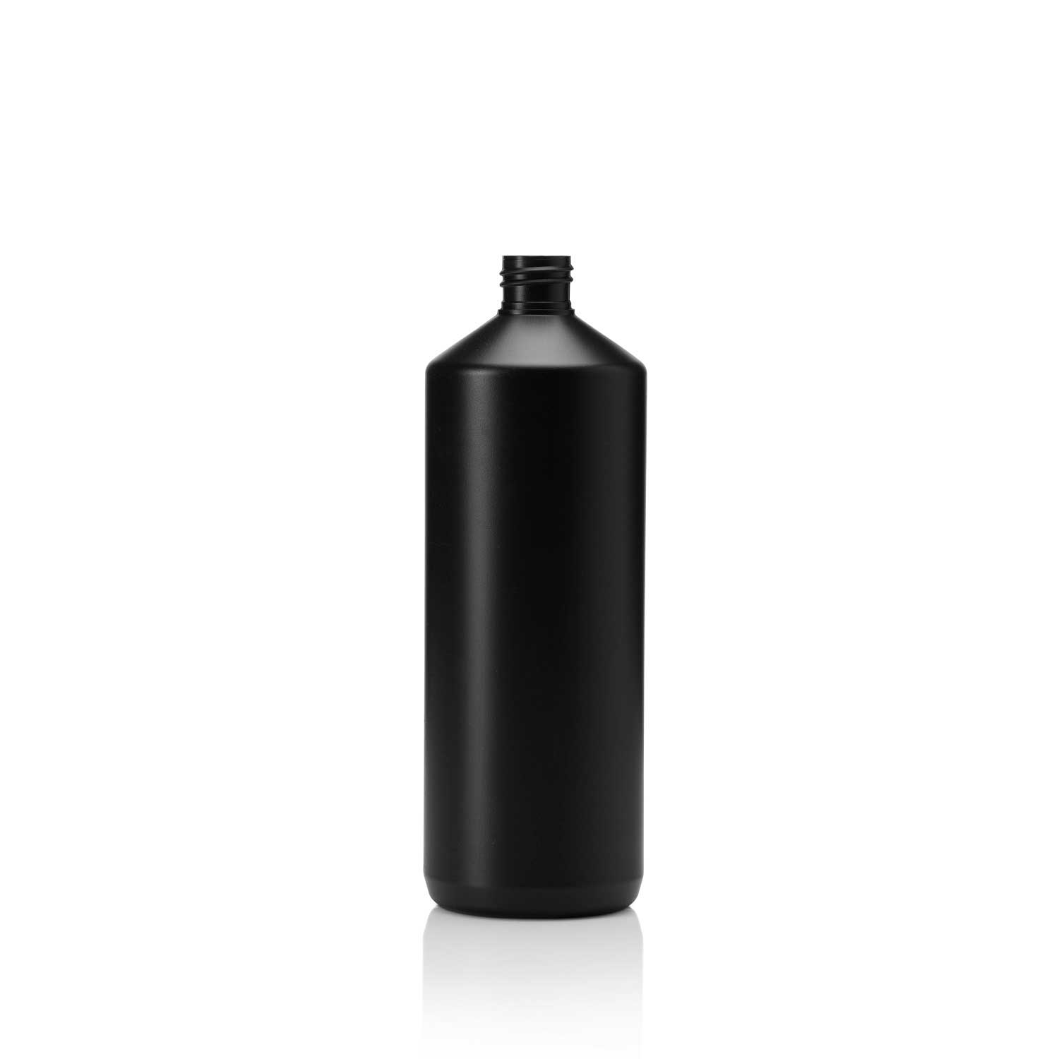 Supplier Of 1Ltr Black HDPE 30&#37; PCR Cylindrical Bottle