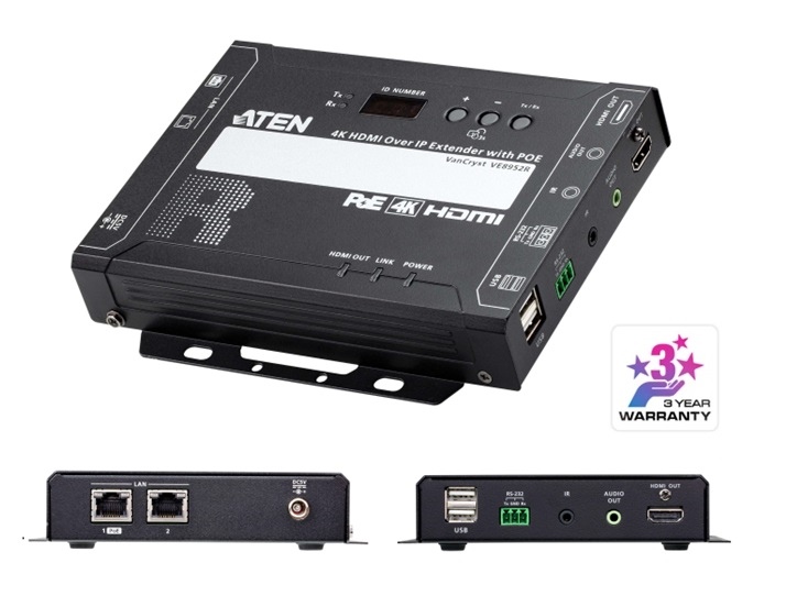 VE8952R - Aten - 4K HDMI over IP Receiver with PoE (4K Receiver &#64;30Hz 4:4:4)