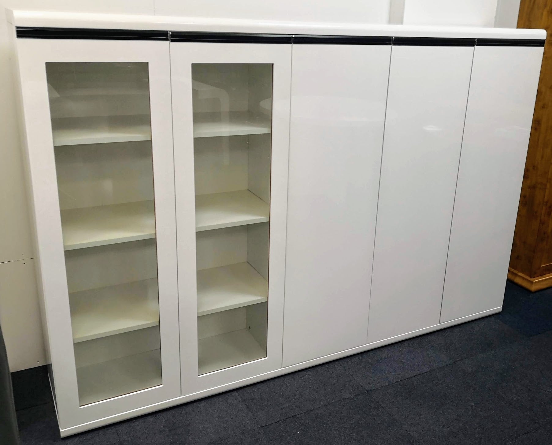 Specialising In EX SHOWROOM - Extra Large White Gloss Executive Five Door Bookcase Display Unit - 0992T North Yourkshire
