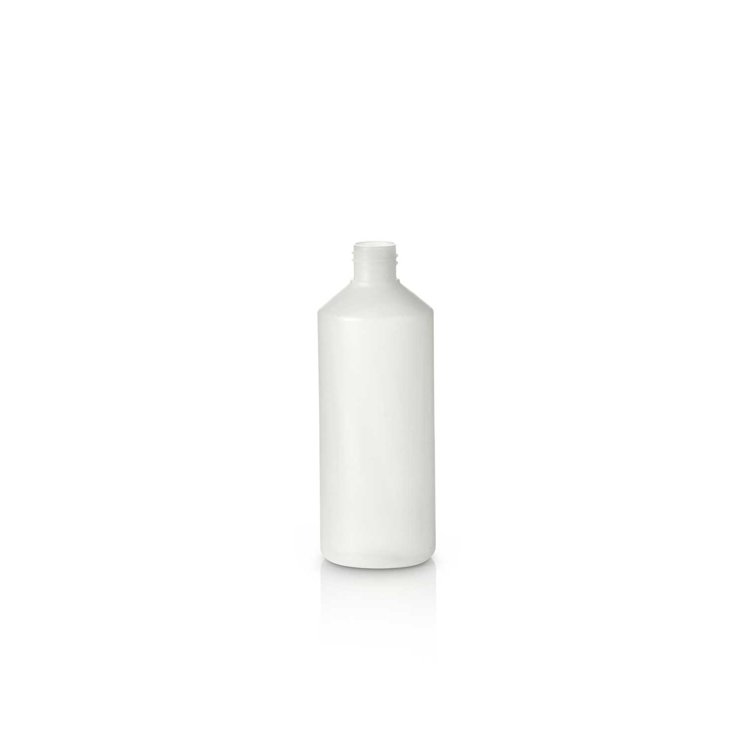 500ml White HDPE 30&#37; PCR Cylindrical Bottle, Fluorinated
