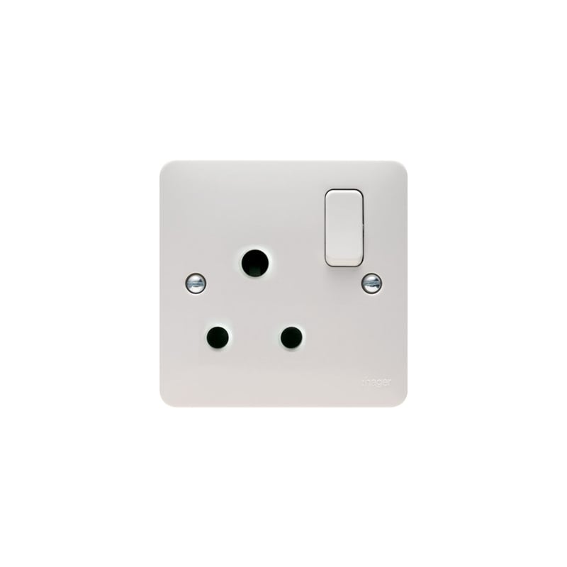 Hager Sollysta 1 Gang 15A Round Pin Switched Socket