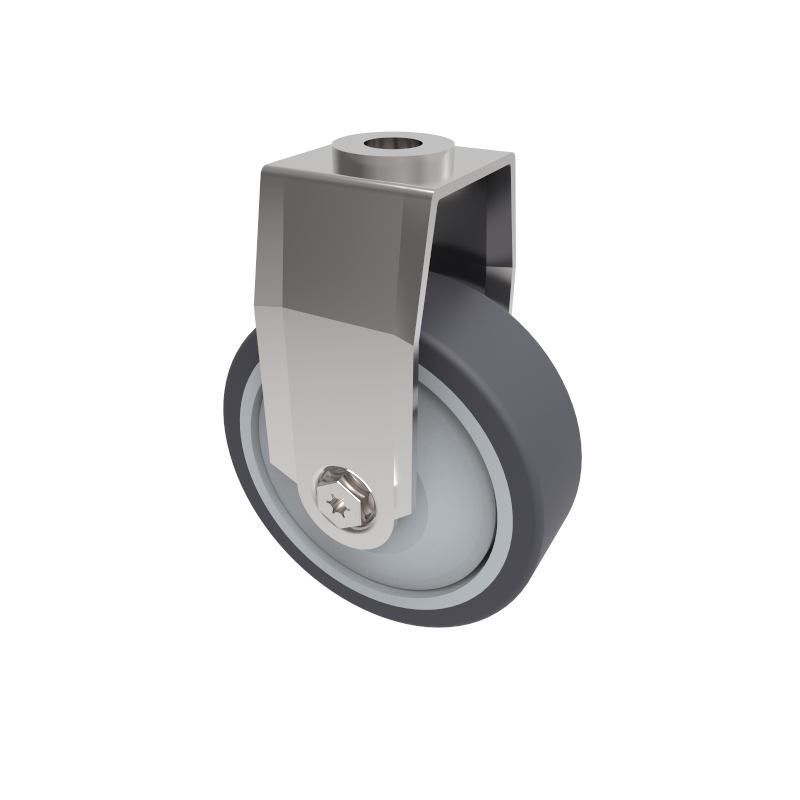 Grey Rubber Bolt Hole Swivel Castor 75mm 60kg Load