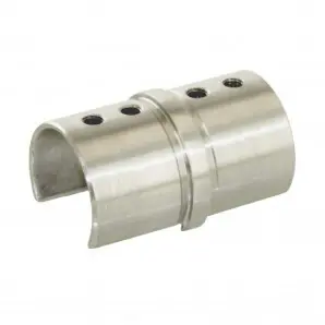 Satin Slotted Straight Connector For Slotted Tube Balustrade Handrail