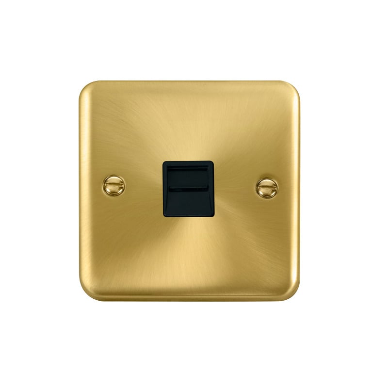 Click Deco Plus Single Telephone Outlet (Secondary) Brass Black Inserts