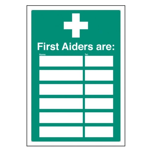 First Aiders Are (Space for 6) - Adapt-a-Sign